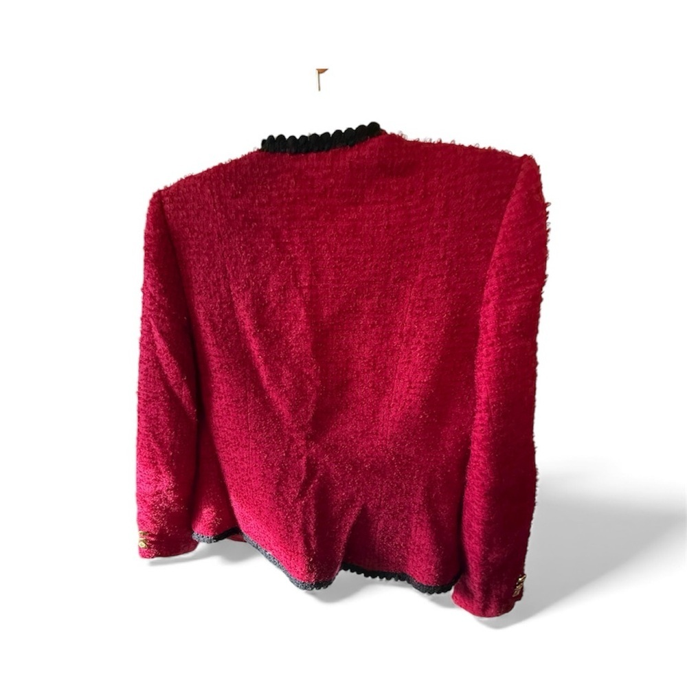 VINTAGE Chic Raseberry Red/Pink Jacket with Black Trim and Gold Buttons - Picture 4 of 8